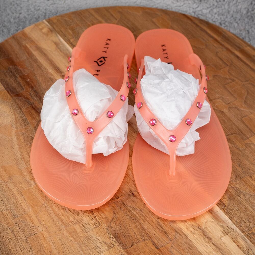 Katy Perry‎ the Geli Gem Women's Oasis Pink "Smell Me" PVC Flip Flops Size 8M - Picture 2 of 5
